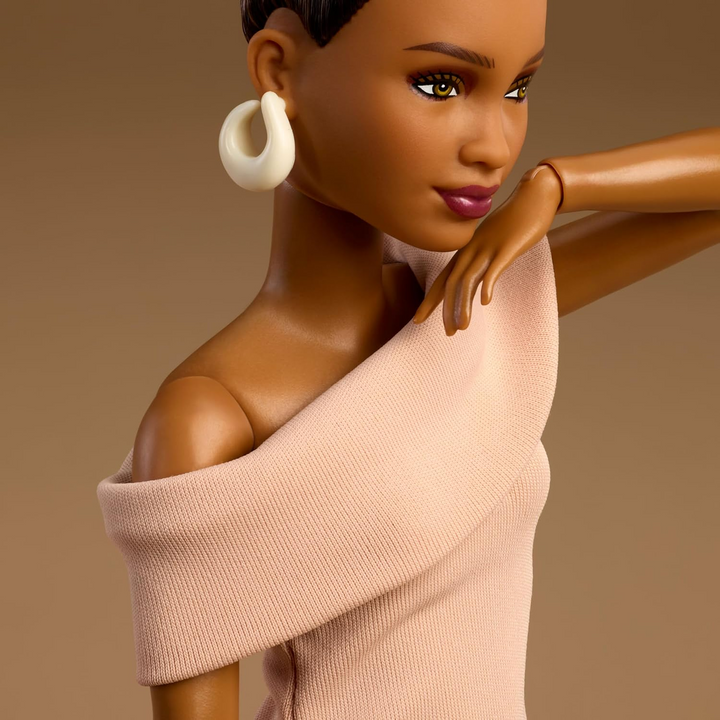 Barbie Basics Model Collector Fashion Doll 08 with Brunette Hair in Tan Dress &amp; Strappy Heels