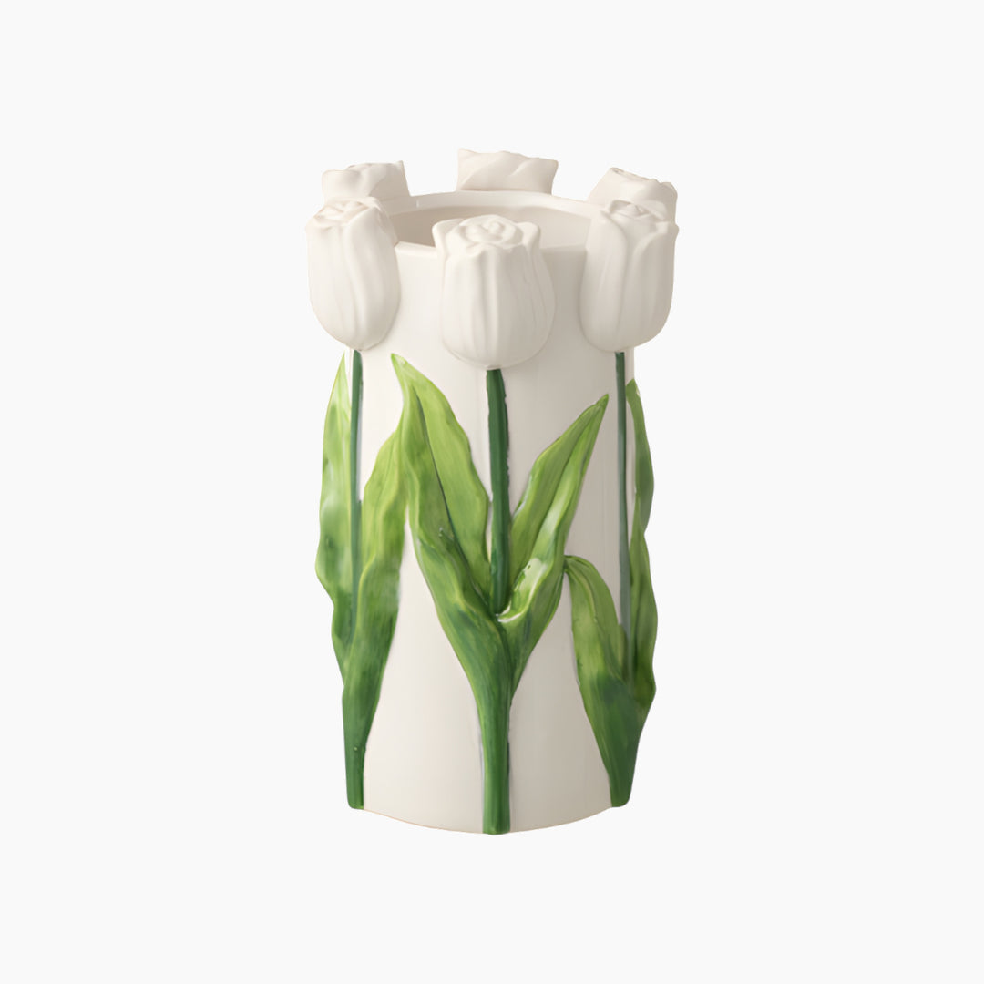 Ceramic tulip vase for floral arrangements