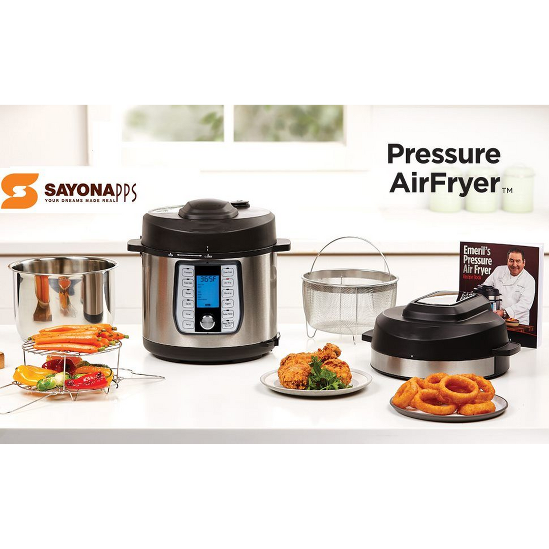 Sayona 2-in-1 Electric Pressure Cooker and Air Fryer, 6L, 1500W