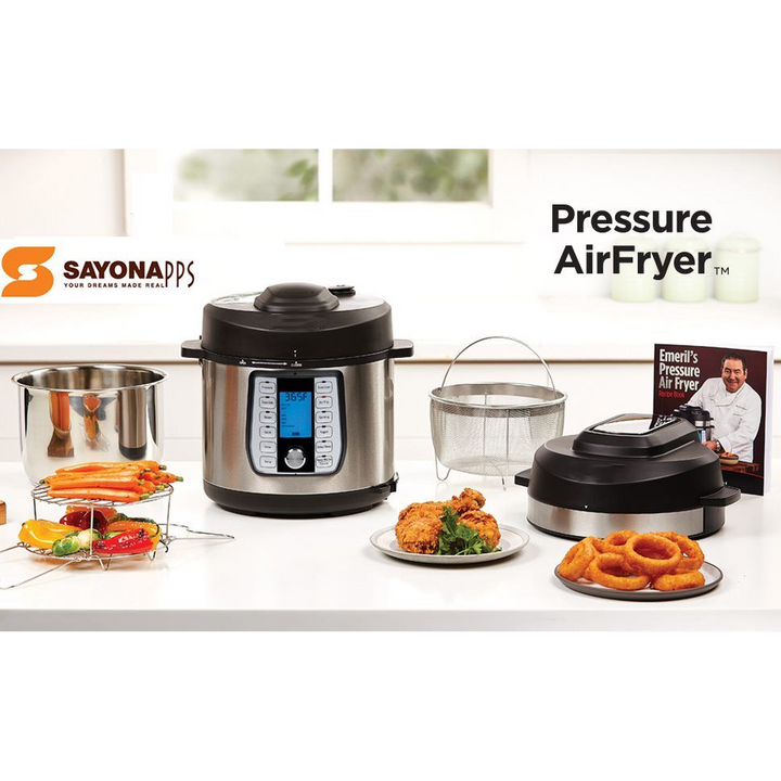 Sayona 2-in-1 Electric Pressure Cooker and Air Fryer, 6L, 1500W