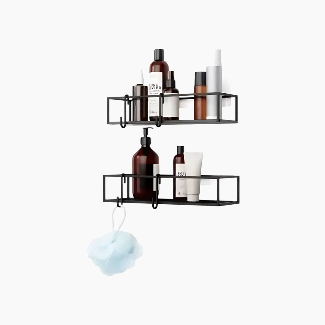 Umbra Cubiko black metal shower shelf set