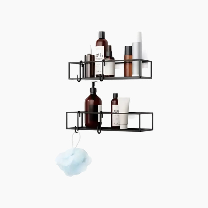 Umbra Cubiko black metal shower shelf set