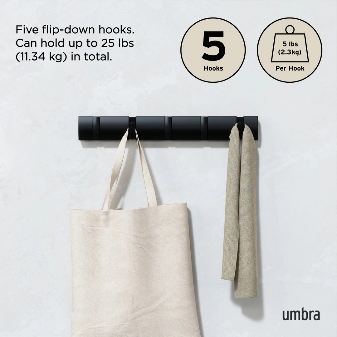 Umbra Flip 5 wall hook in black wood