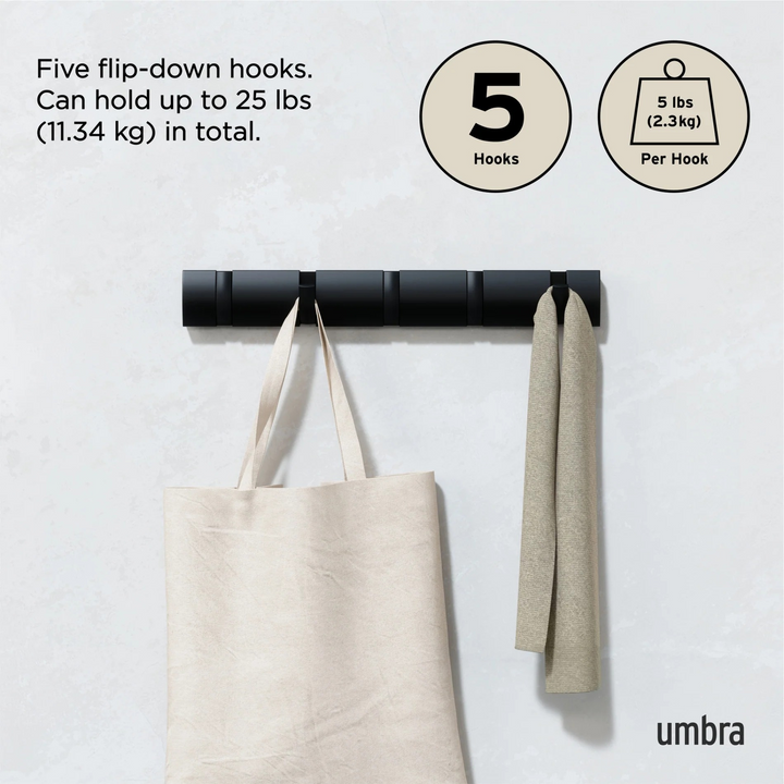 Umbra Flip 5 wall hook in black wood
