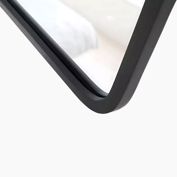 Umbra Hub Leaning full-length glass mirror with black rubber frame