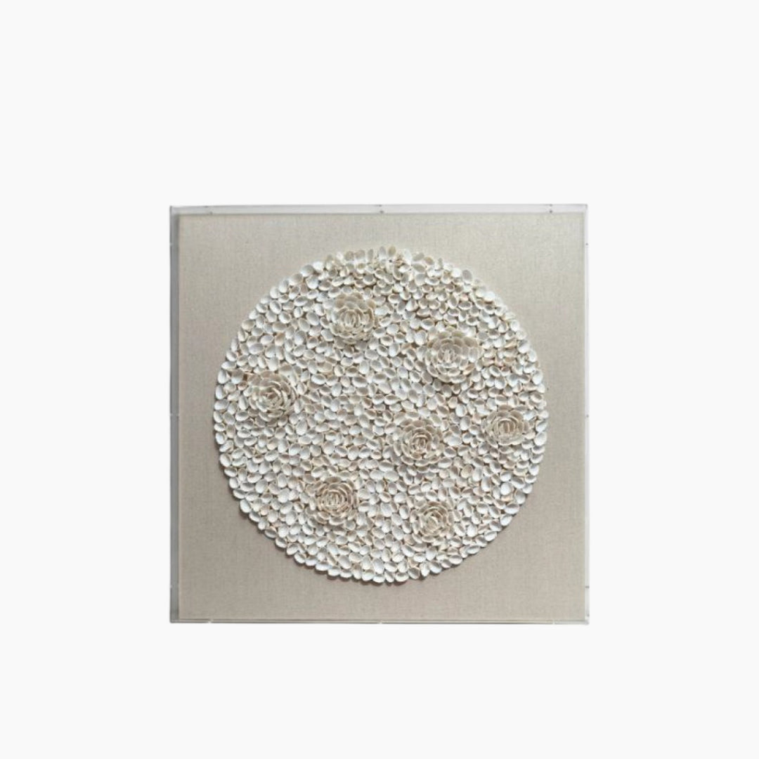 Natural Seashell Inner Art Acrylic Box - 80 × 80 × 5 cm