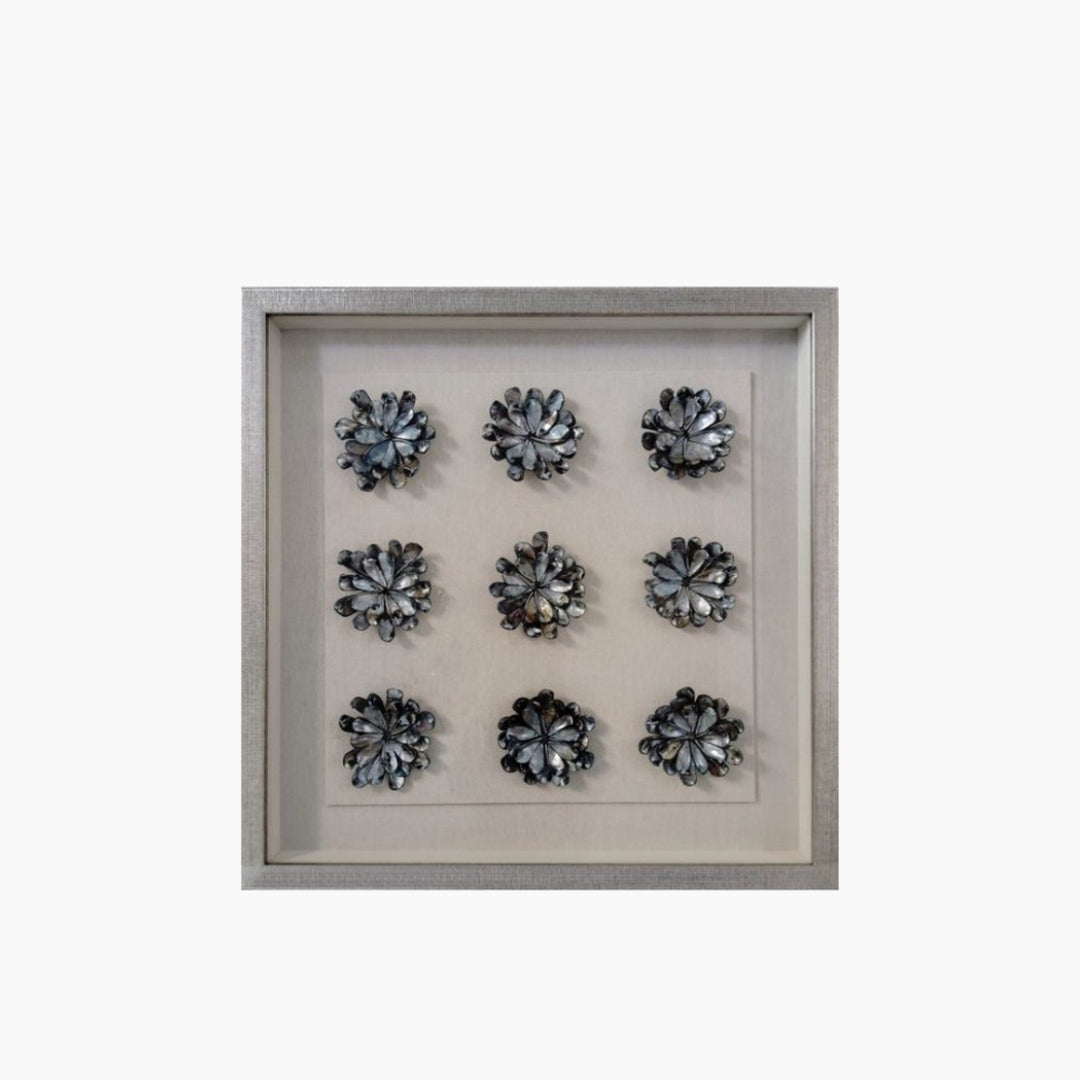 Seashell Inner Art Wall Décor with Polystyrene Frame &amp; Glass - 60 × 60 × 5 cm