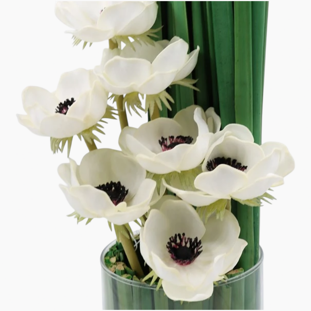 Nova Home Anemone White Flower Arrangement With Pot 40 cm