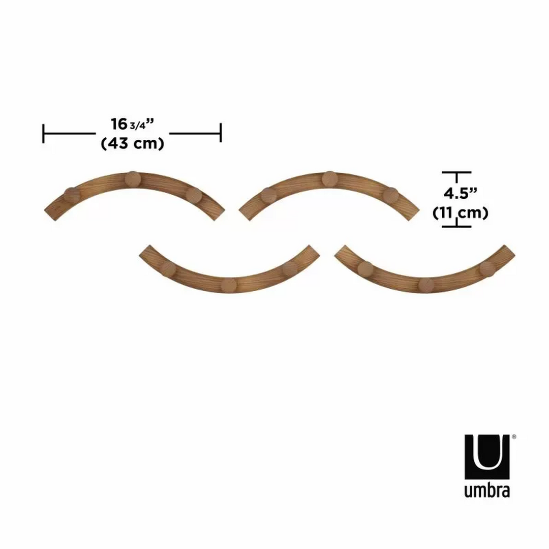 Umbra Slinka Hook Set in walnut finish