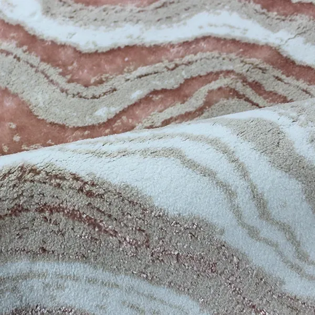 Nova Home Stone Wave Bath Rug - Cotton &amp; Viscose - 60X100 Cm - Powder