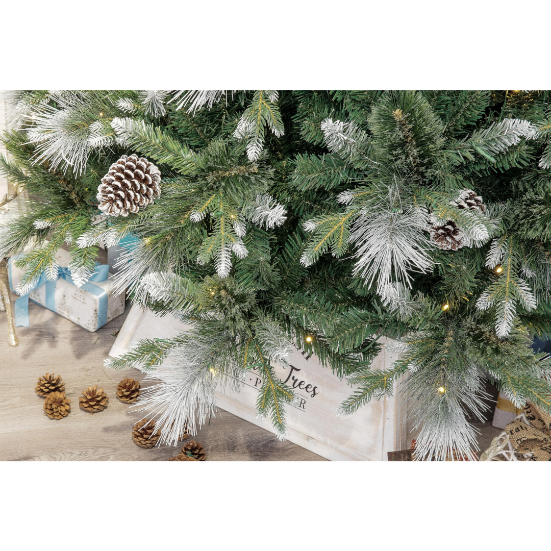 Frosted Canada Spruce Christmas Tree – Hinged Artificial Tree 210 Cm