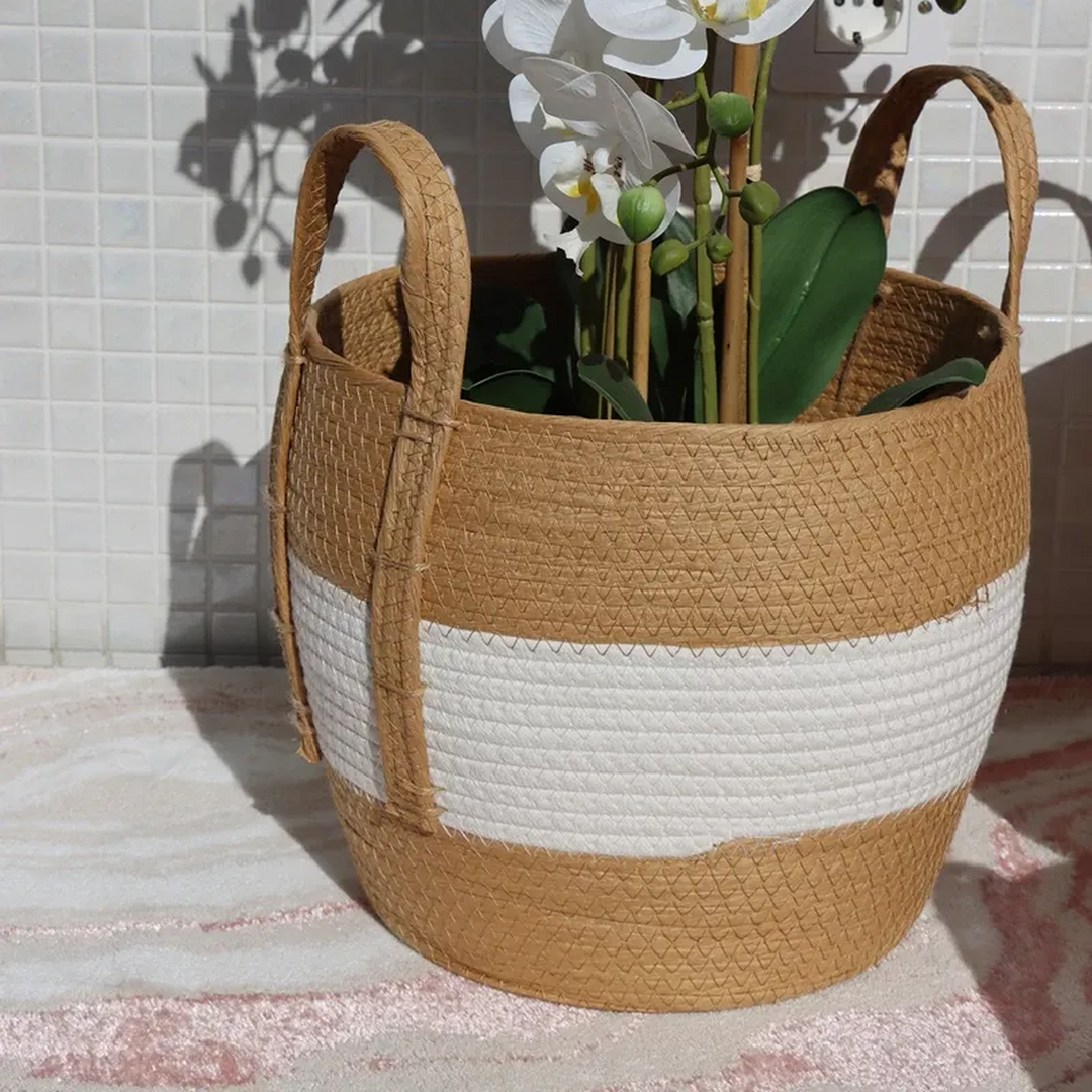 Weva 3-Piece Gleam White/Natural Basket Set