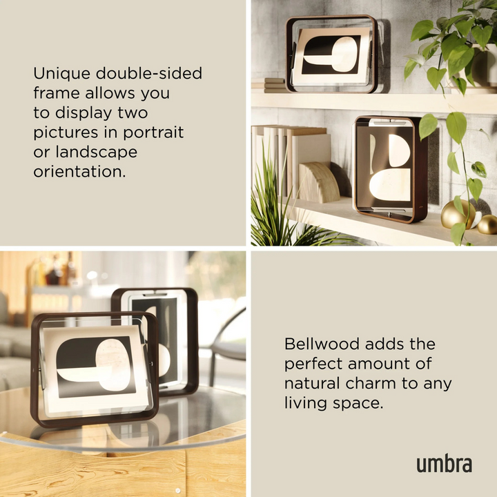 Umbra Bellwood photo frame in aged walnut, made from sustainable wood.