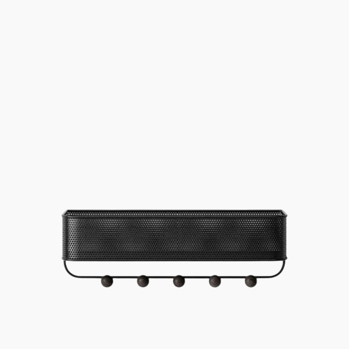 Umbra Estique wall organizer with 5 black and walnut hooks