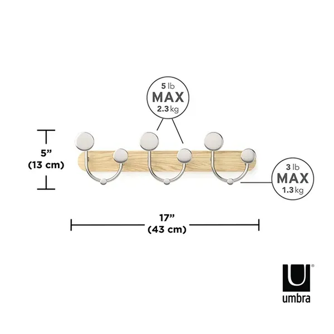 Umbra Melody natural FSC wood 9-hook rack