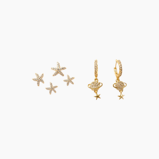 Soul Jewelry Gold celestial earrings set