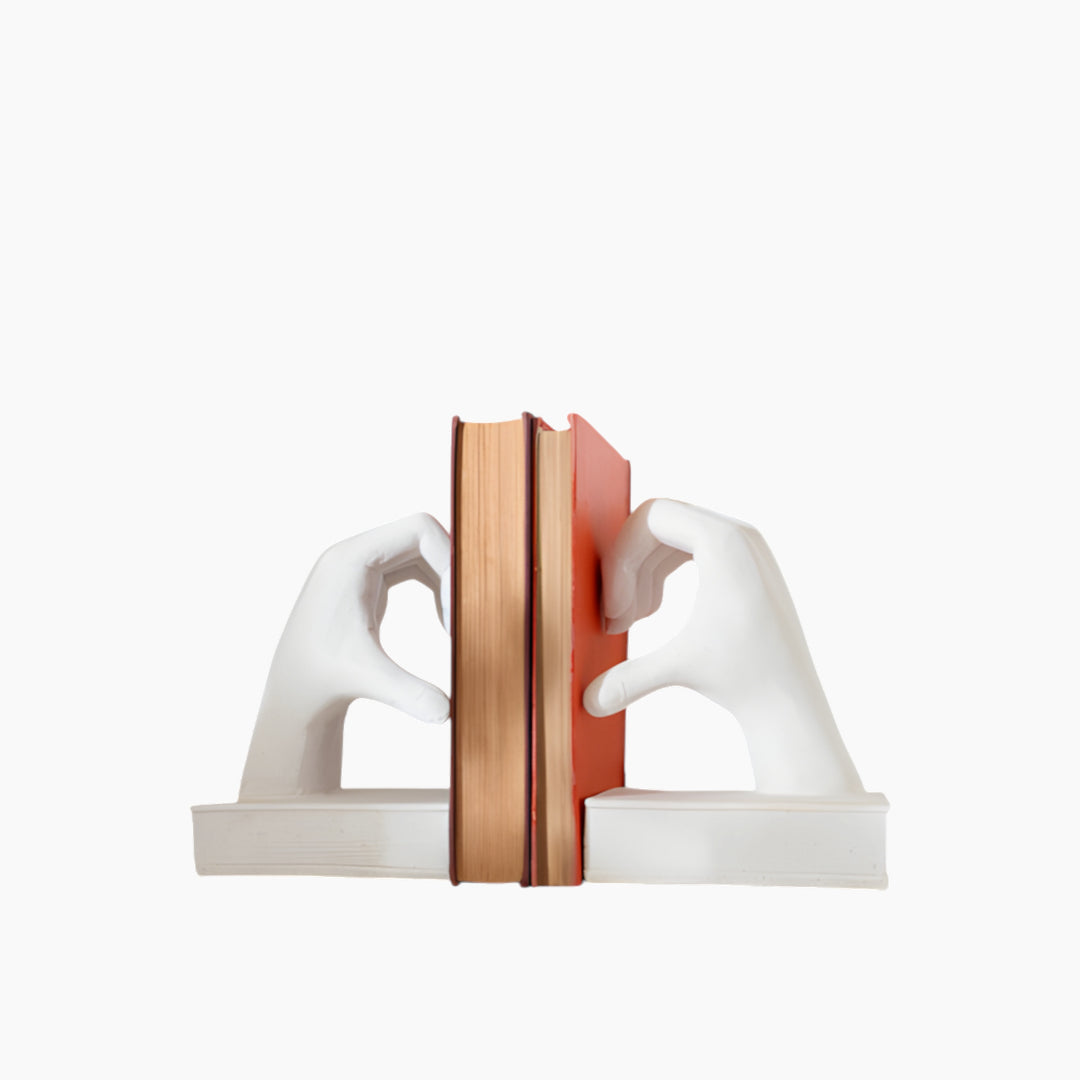 Ceramic hands love bookends with a unique hand motif