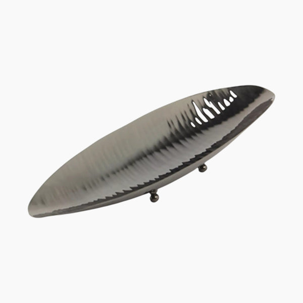 صينية ويفا ويسب مستطيلة مزخرفة صغيرة باللون الأسود النيكل