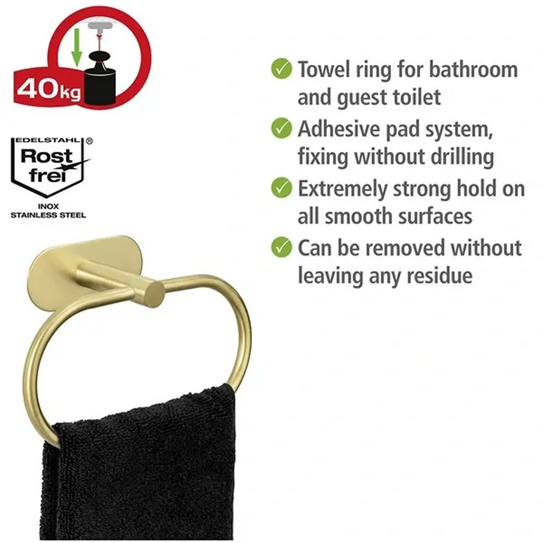 22405WenkoOreaTurbo-LocTowelRing-StainlessSteel-GoldMatt_3_framed - HUNA