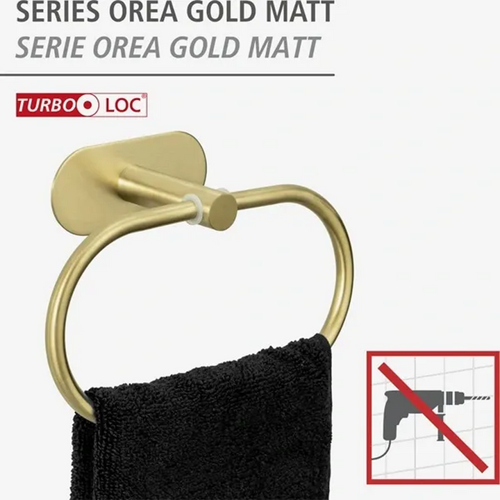 22405WenkoOreaTurbo-LocTowelRing-StainlessSteel-GoldMatt_4_framed - HUNA