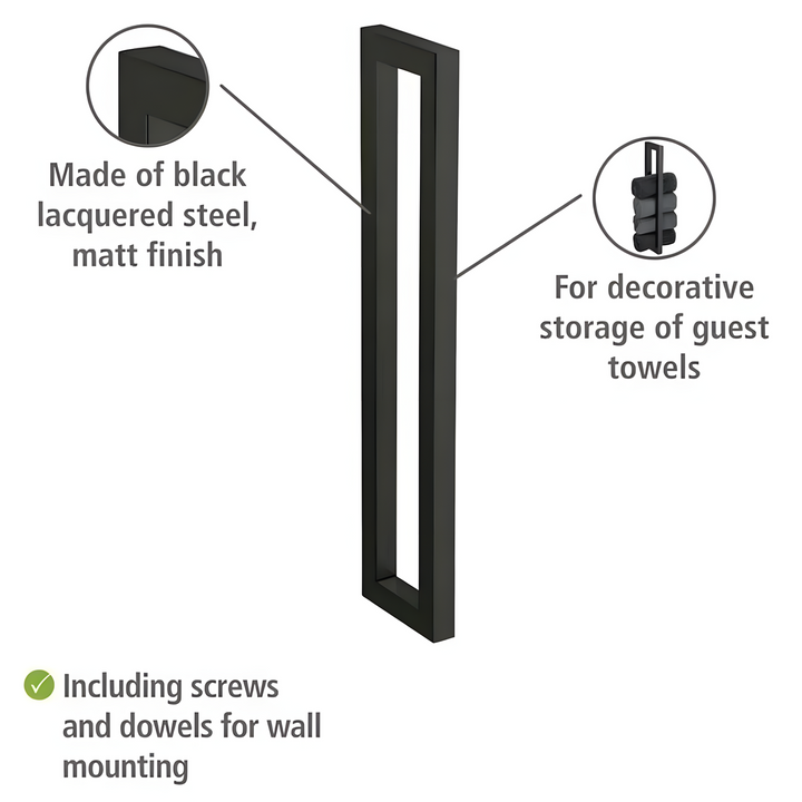 Wenko Reitani black metal wall towel rack