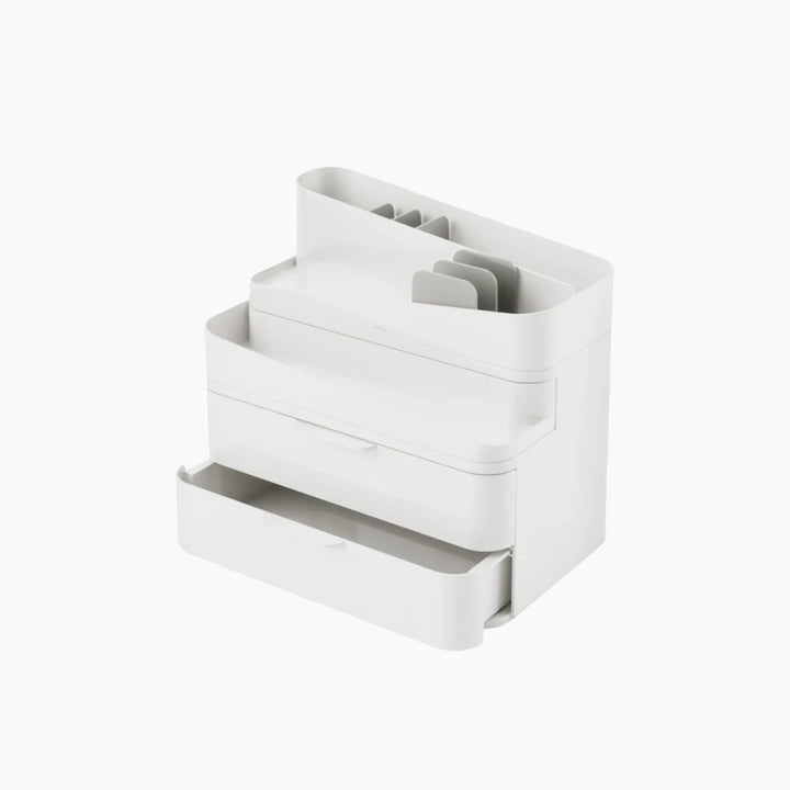 Umbra Glam large white cosmetic organizer with three drawers