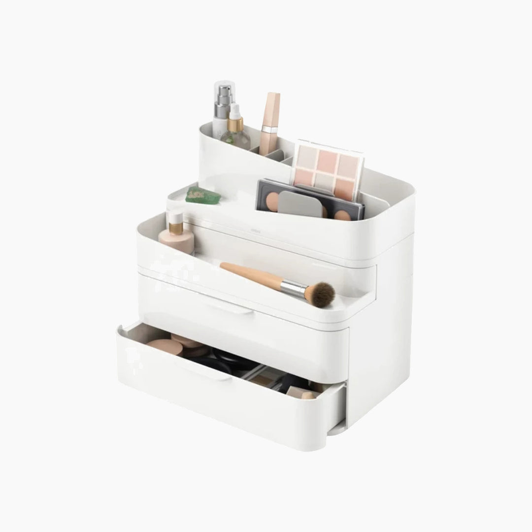 Umbra Glam large white cosmetic organizer with three drawers