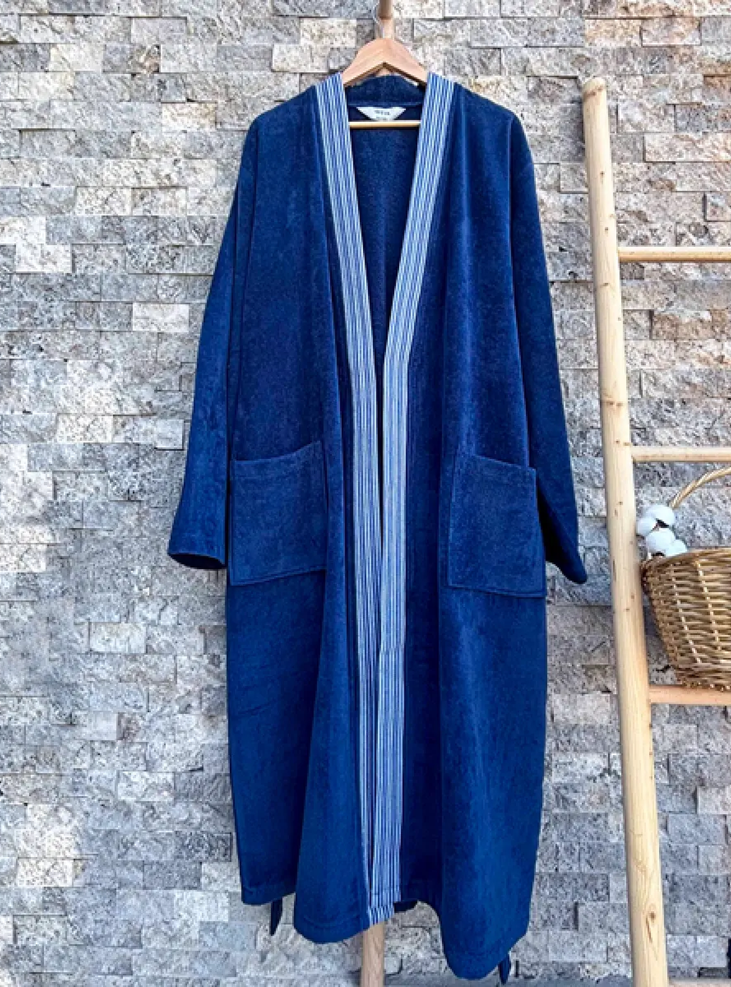 Weva Drift Bath Robe 100% Cotton Navy