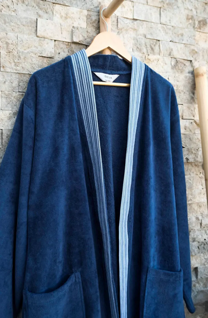 Weva Drift Bath Robe 100% Cotton Navy