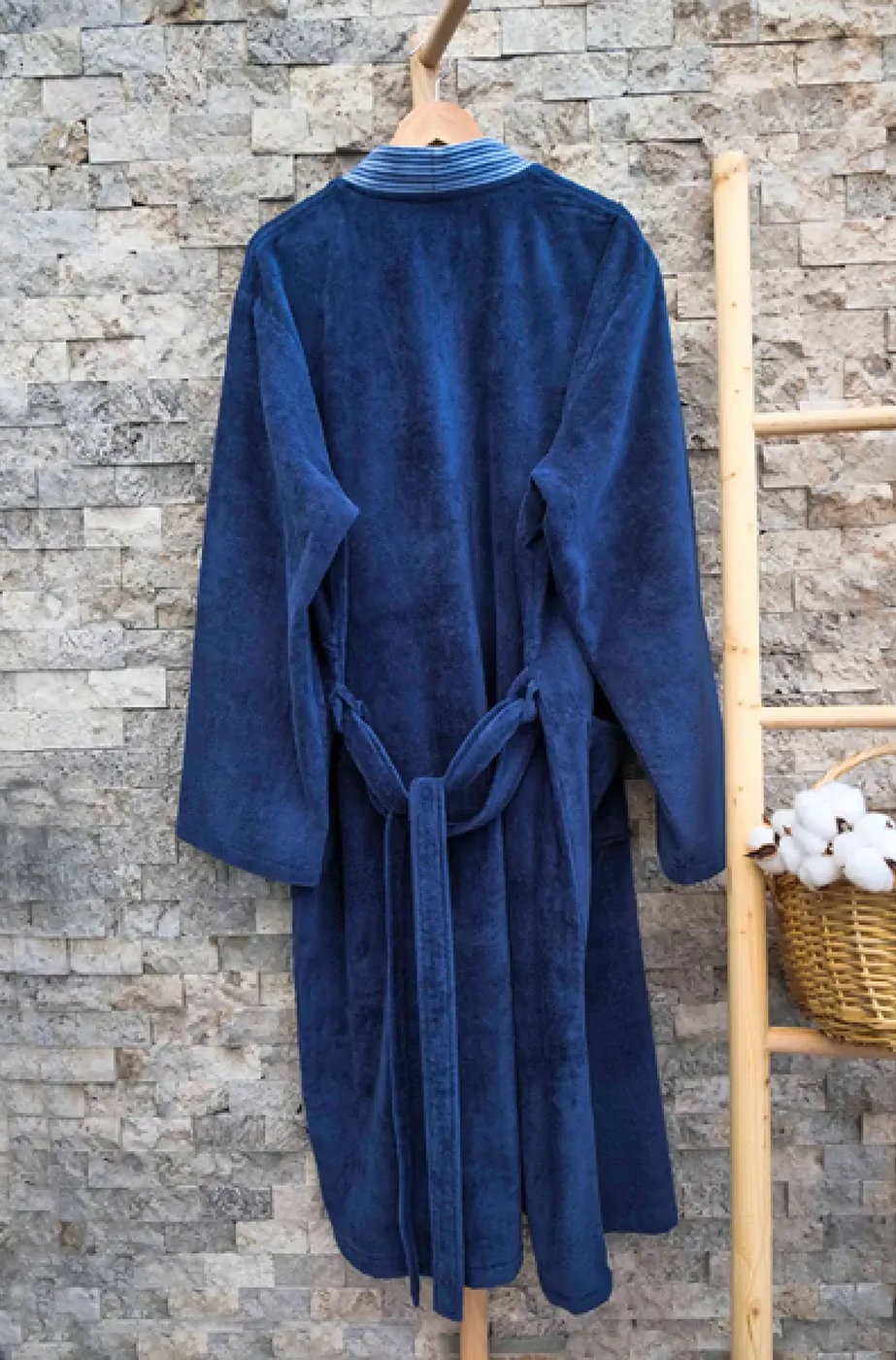 Weva Drift Bath Robe 100% Cotton Navy