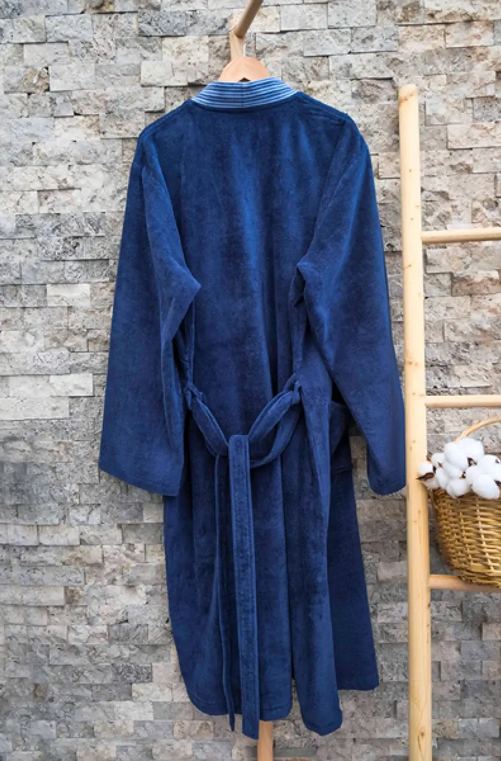 Weva Drift Bath Robe 100% Cotton Navy