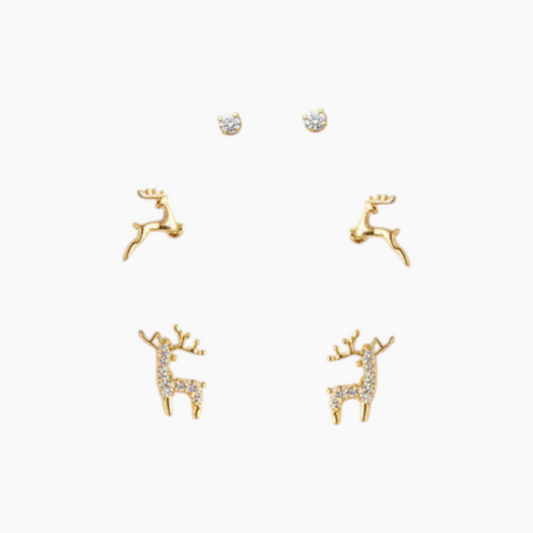 Soul Jewelry Gold reindeer earrings set