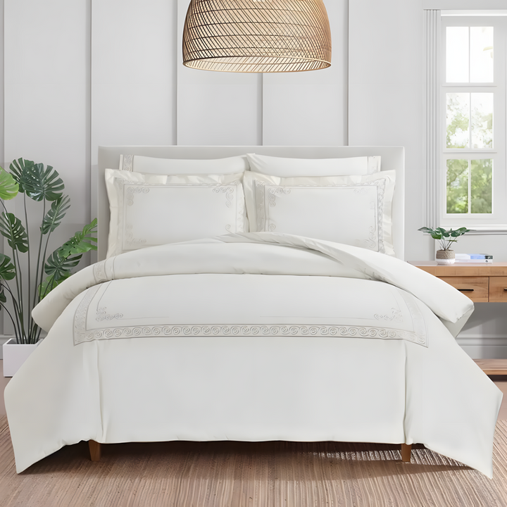 Nova Home Clouds Cotton Comforter Set King/Super King 6 Pcs White/Champagne
