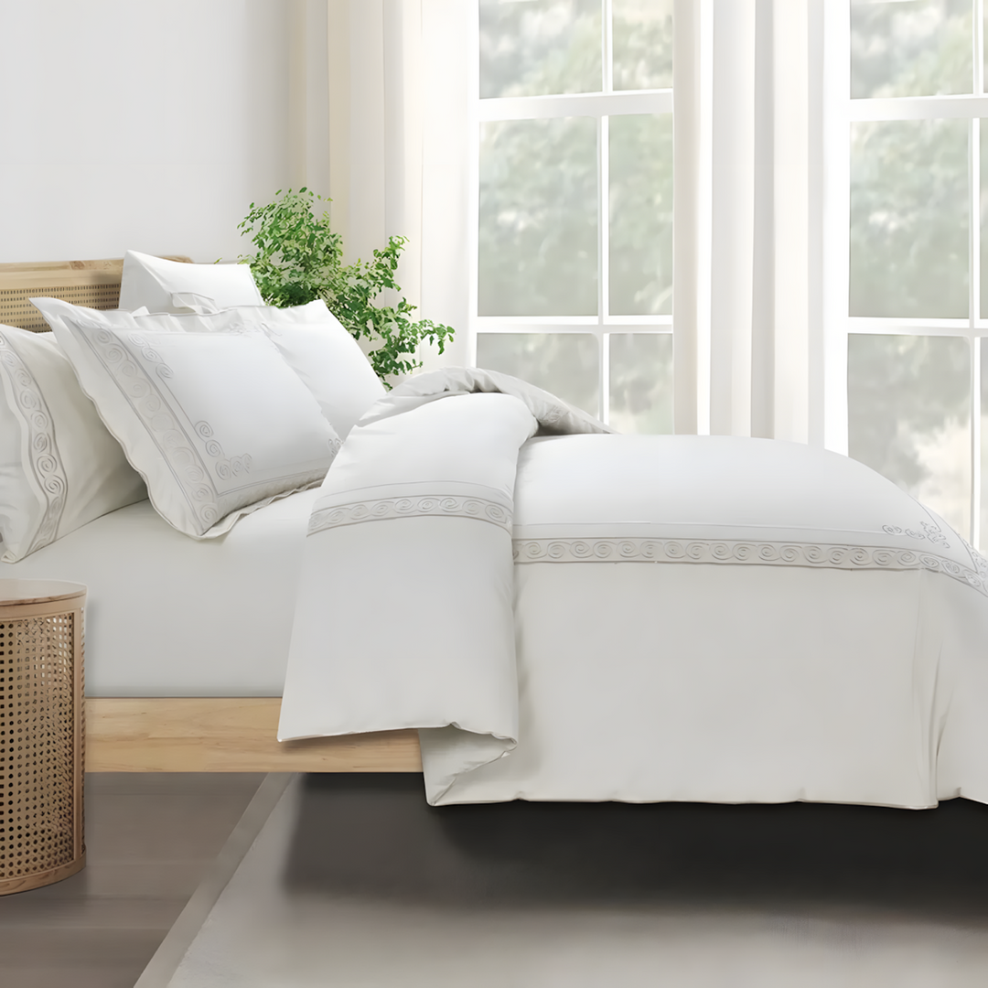 Nova Home Clouds Cotton Comforter Set King/Super King 6 Pcs White/Champagne