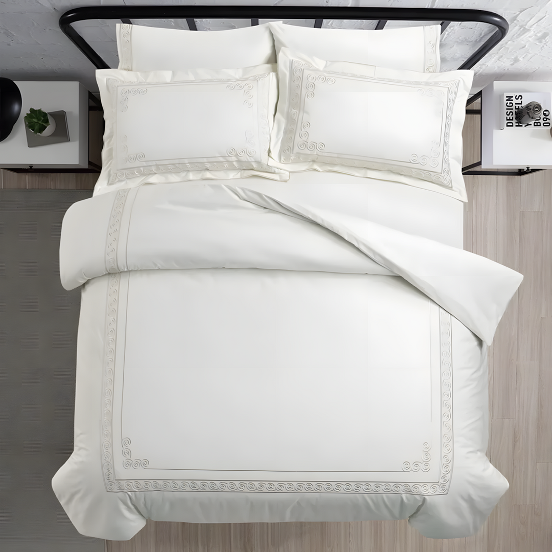 Nova Home Clouds Cotton Comforter Set King/Super King 6 Pcs White/Champagne