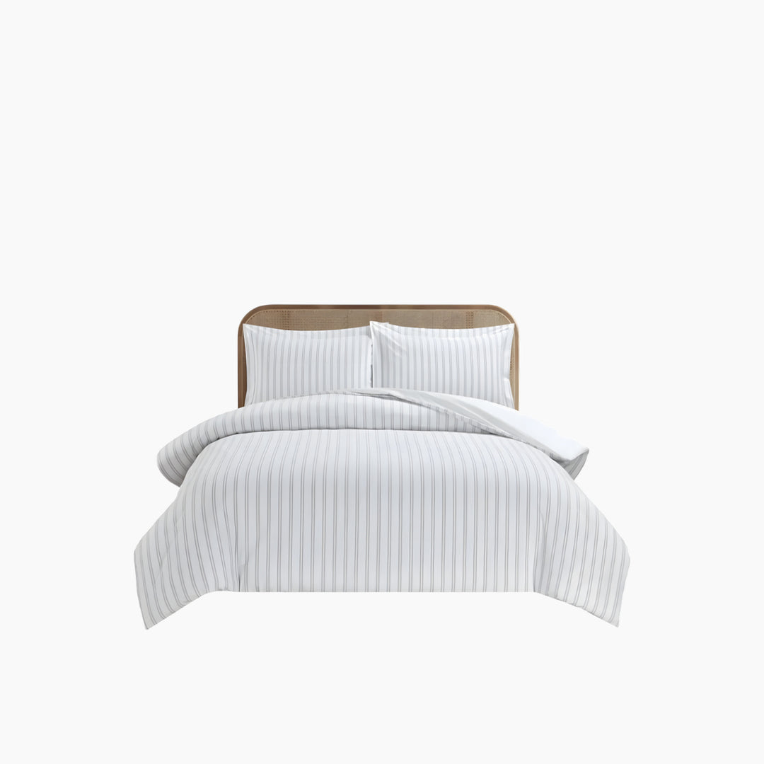 Nova Home Verto Cotton Duvet Cover Set White/Linen