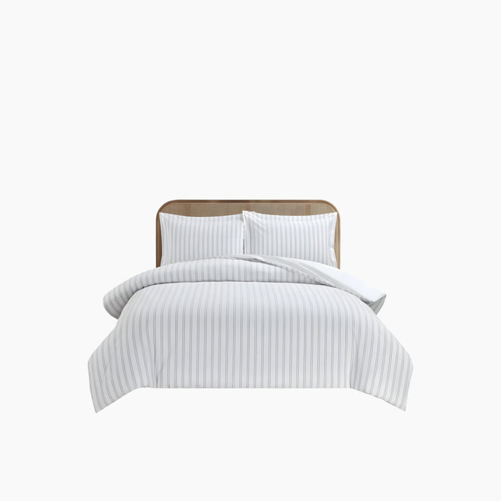 Nova Home Verto Cotton Duvet Cover Set White/Linen