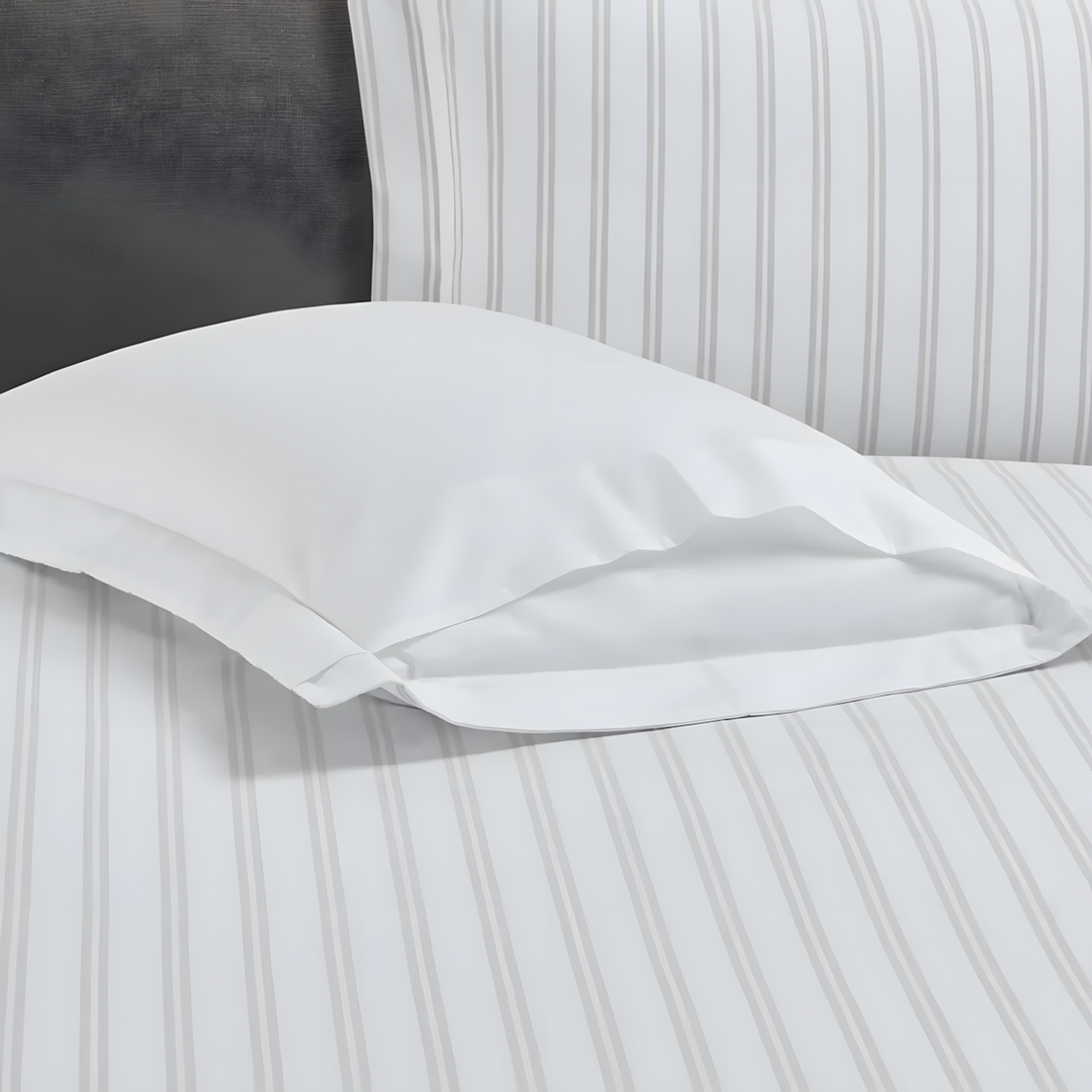 Nova Home Verto Cotton Duvet Cover Set White/Linen