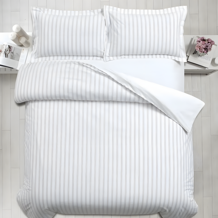 Nova Home Verto Cotton Duvet Cover Set White/Linen