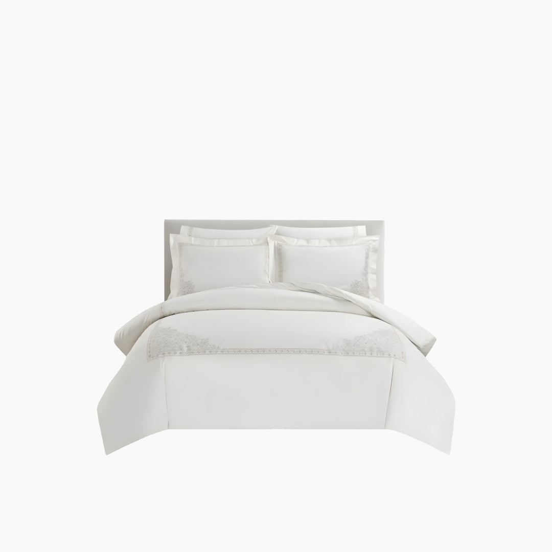 Nova Home Trace Cotton Comforter Set King/Super King 6 Pcs White/Beige