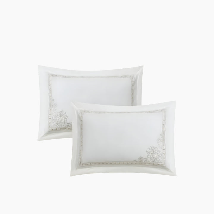 Nova Home Trace Cotton Comforter Set King/Super King 6 Pcs White/Beige