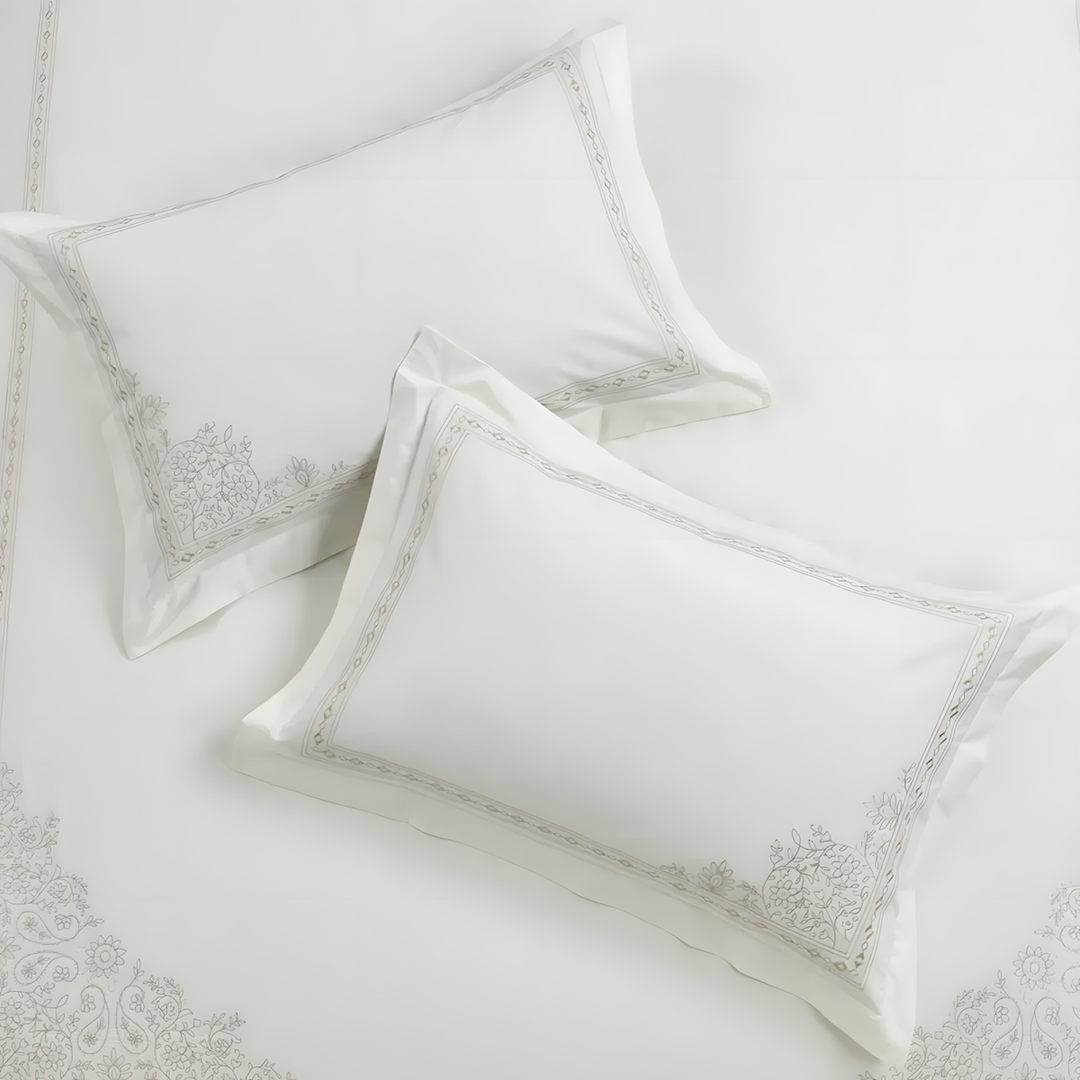 Nova Home Trace Cotton Comforter Set King/Super King 6 Pcs White/Beige