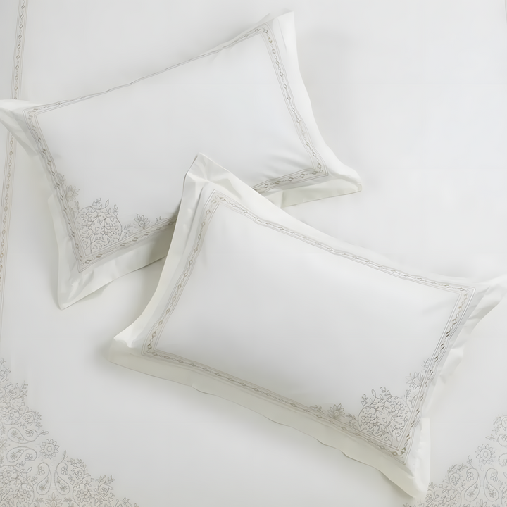 Nova Home Trace Cotton Comforter Set King/Super King 6 Pcs White/Beige