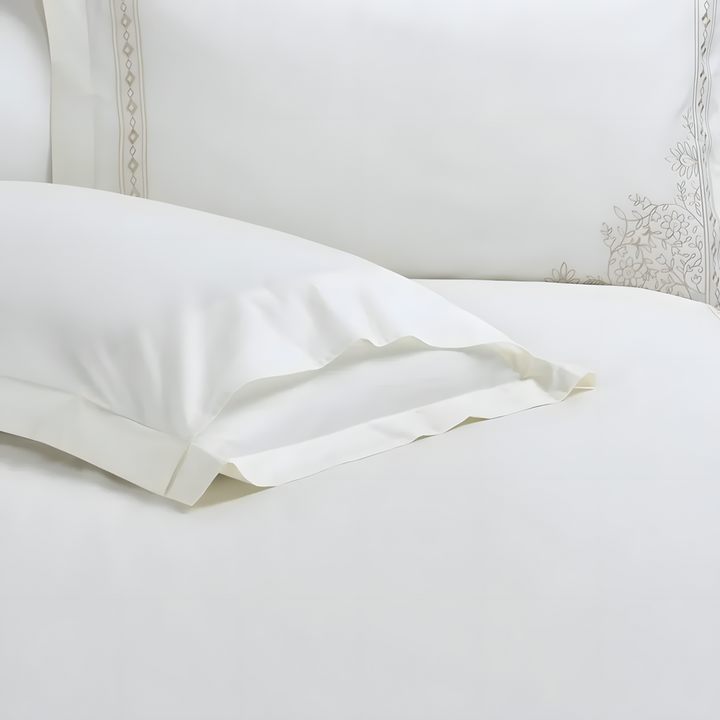 Nova Home Trace Cotton Comforter Set King/Super King 6 Pcs White/Beige