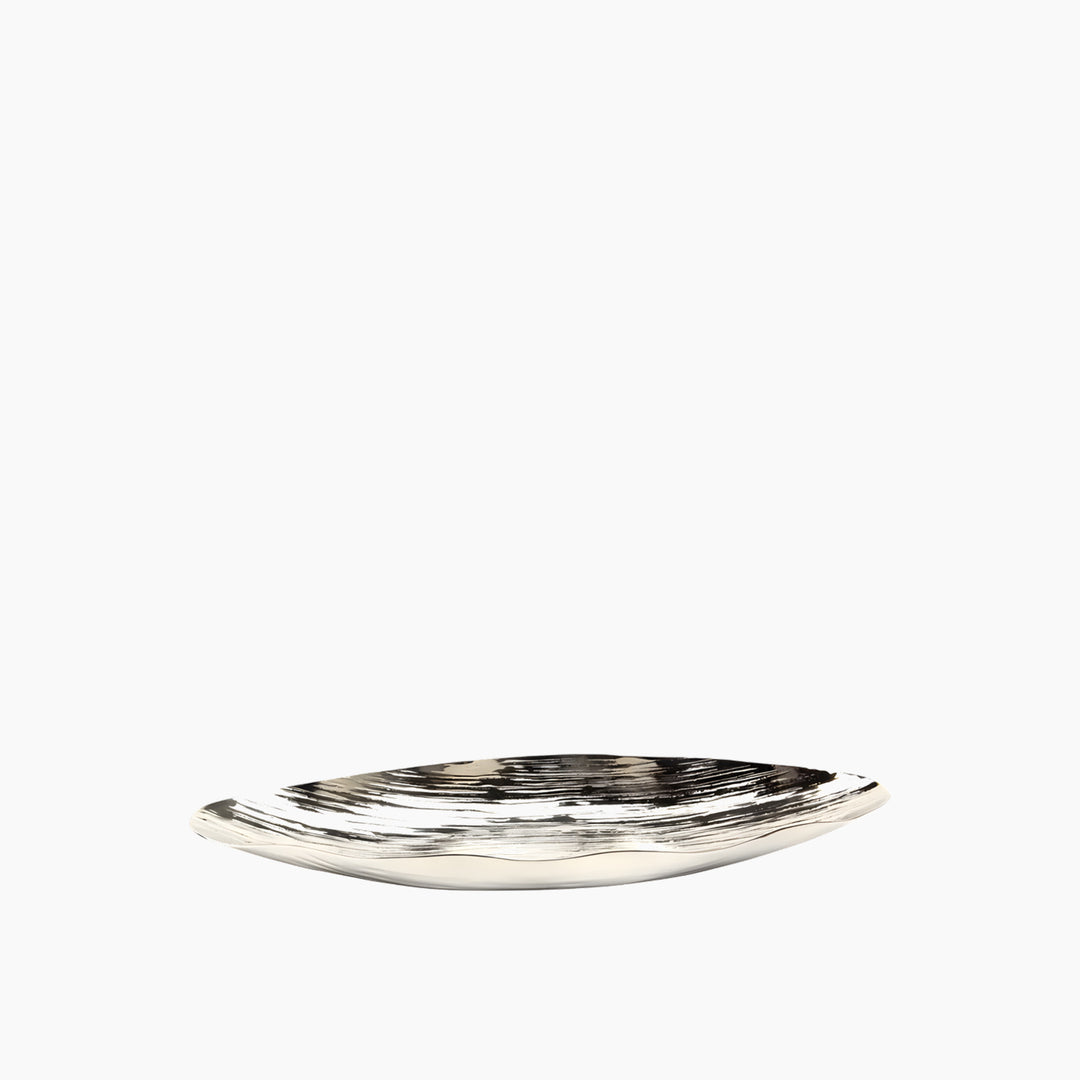 Weva Ripple decorative tray in nickel finish, large size