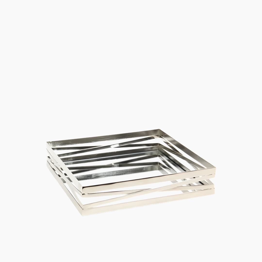 Weva Facet Decorative Tray, standard size, nickel finish