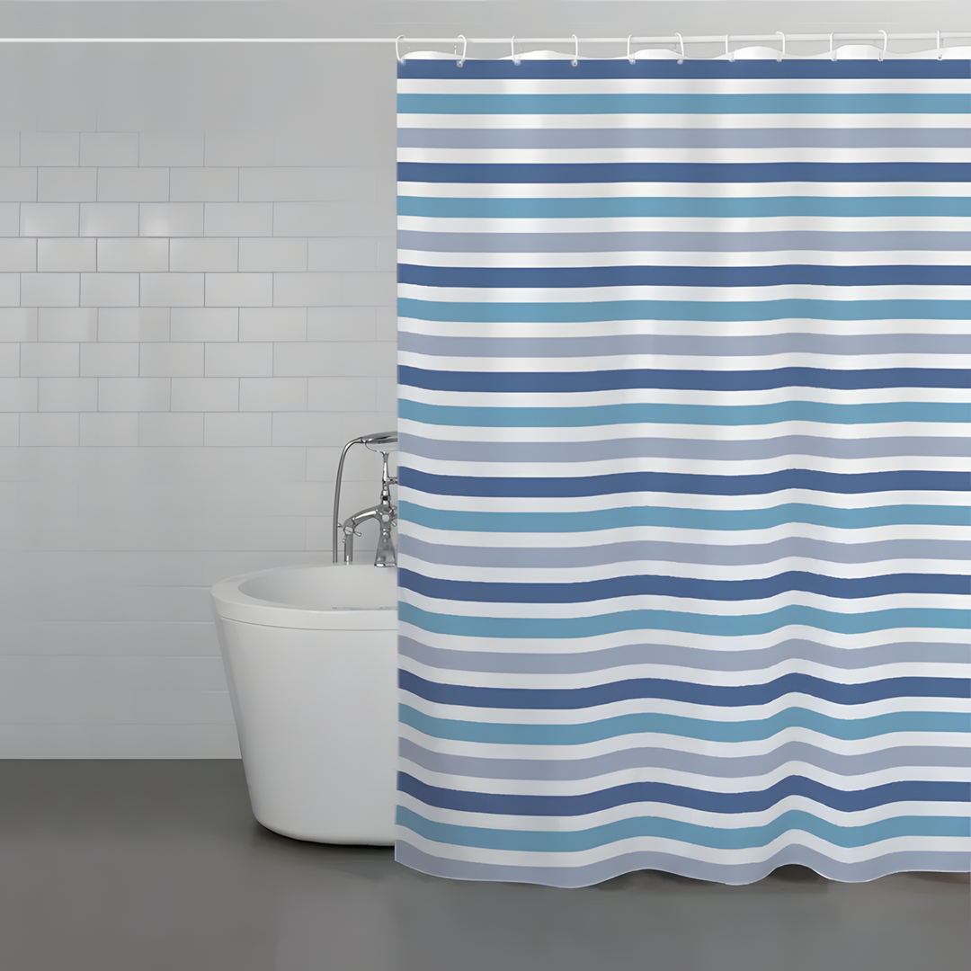 Weva Noble Stripe Water Proof Shower Curtain Blue