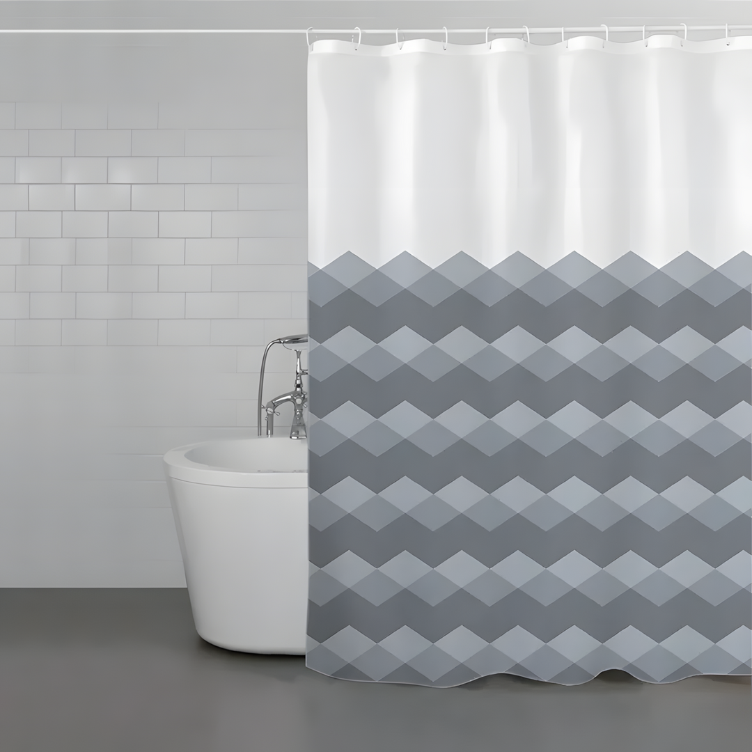 Weva Gradual Rhombus Water Proof Shower Curtain Grey