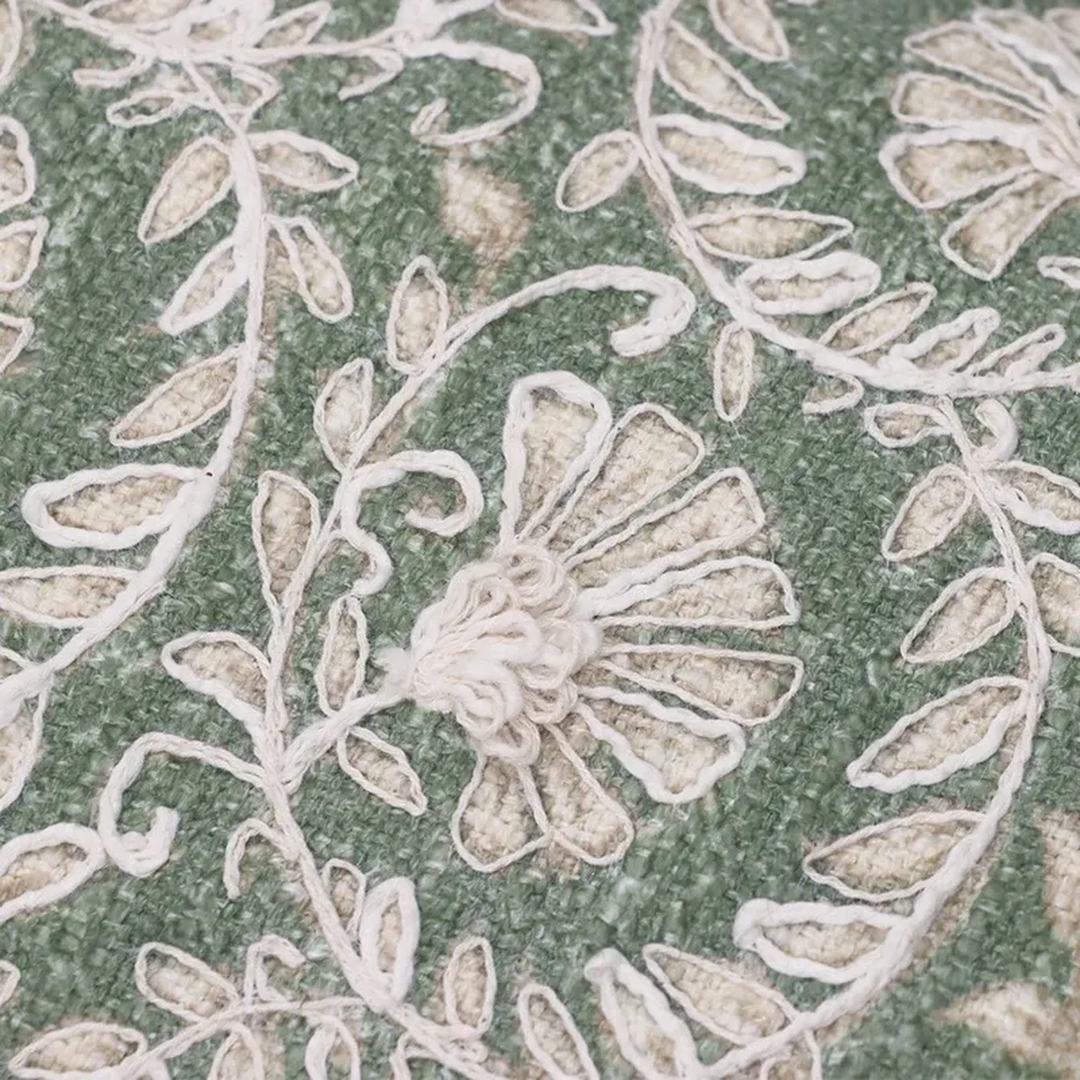 Nova Home Baroque Embroidered Jacquard Cushion Cover 35x60 cm Olive Green