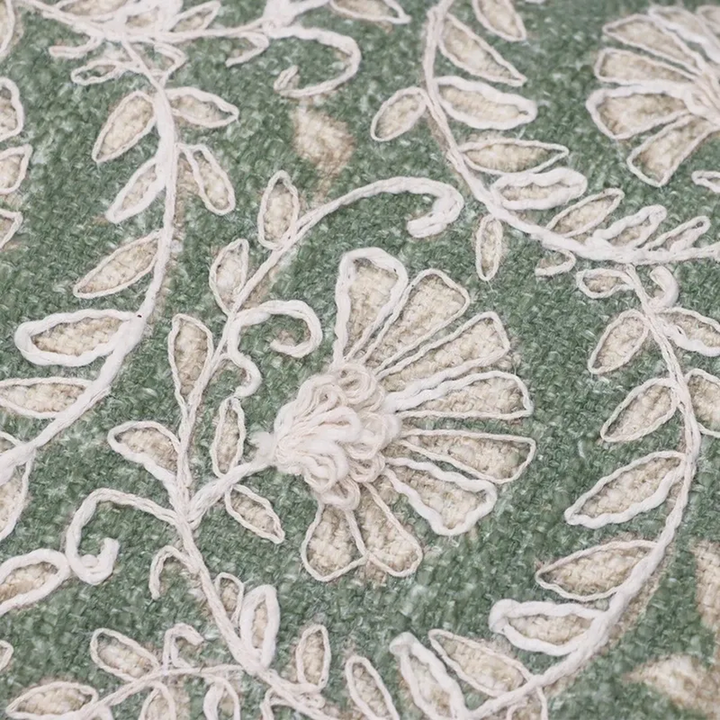 Nova Home Baroque Embroidered Jacquard Cushion Cover 35x60 cm Olive Green
